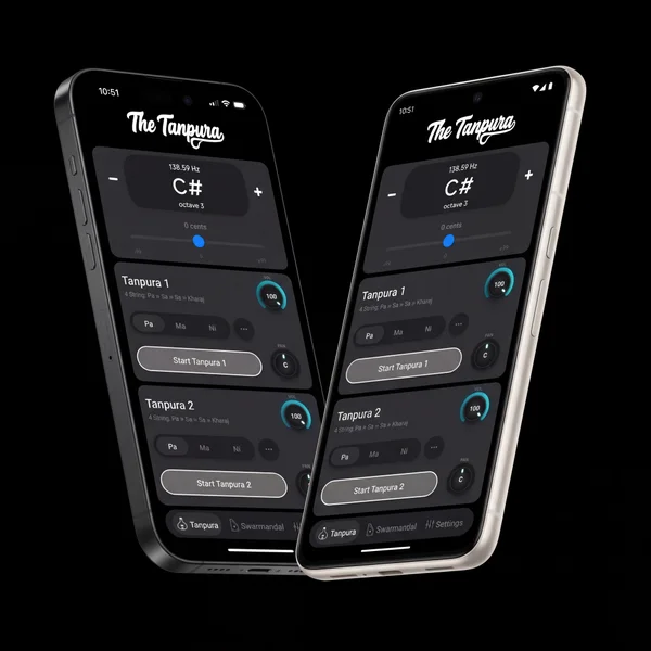 The Tanpura app on iPhone
